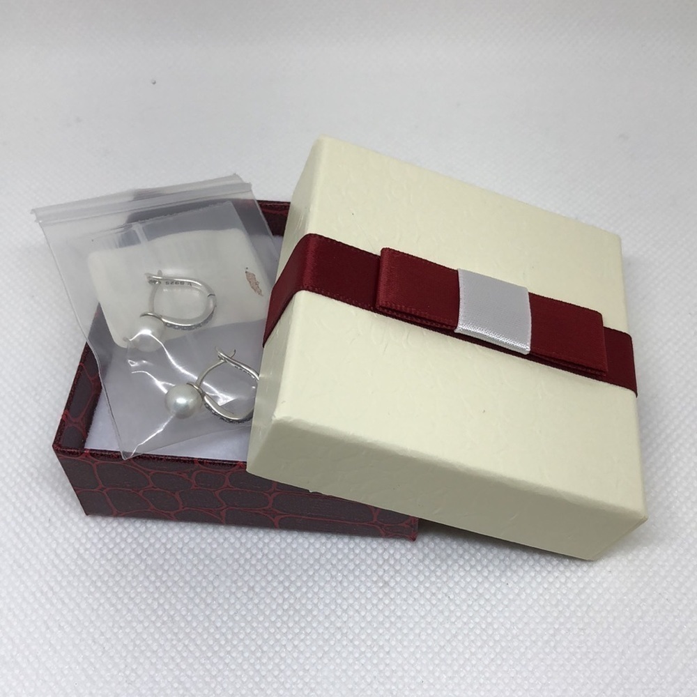 Wostu 925 Sterling Silver, Cultured Pearl and Clear Zircon Earrings - Picture 4 of 9